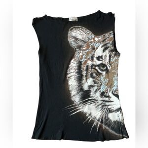 VINTAGE 90S CHARLOTTE ROUSSE LION GRAPHIC SLEEVELESS TOP COTTON SIZE MEDIUM